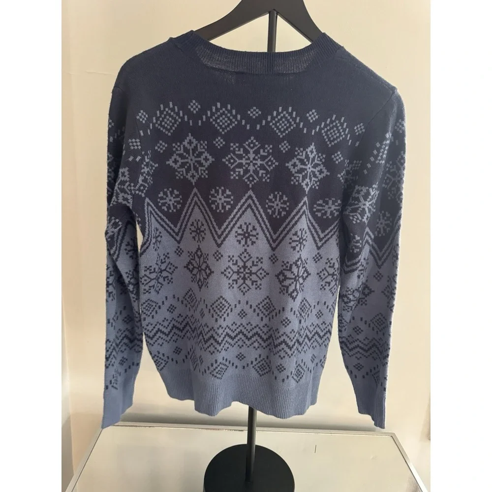 Gloria Vanderbilt Nordic Snowflake Ombre Knit‎ Winter Sweater Sz S Cozy